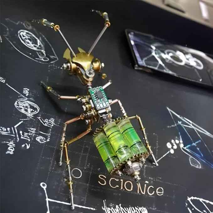 Steampunk Mechanical Ant Model Kit for Adults – 3D DIY Metal Insect Puzzle with Retro Brass Design, Collectible Robot Sculpture for Home & Office Decor, Gift for Hobbyists and Makers (Gatling Ant)