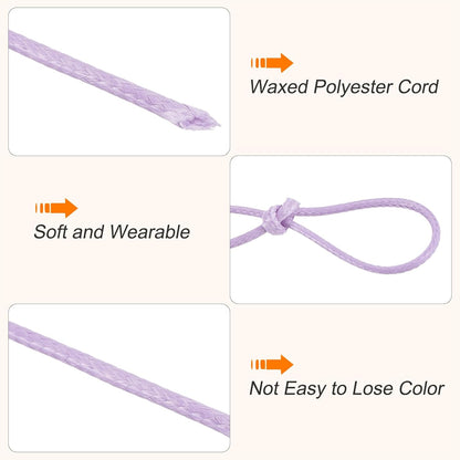 MECCANIXITY Waxed Cord 0.8mm Waxed Polyester Cord 175 Yard Wax String for Bracelet Making,Necklaces, Beading,Jewelry Making and DIY Crafts(Light Purple)