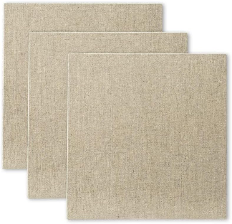 Senso Clear Primed Linen Panels - 10x10-3 Pack of Panels for Painting Oils, Acrylics, Pastels and More