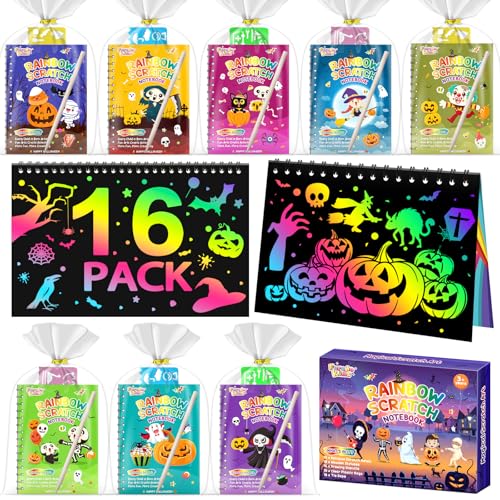 16 Pack Rainbow Scratch Notebook Art Party Favors for Kids (16 Count)