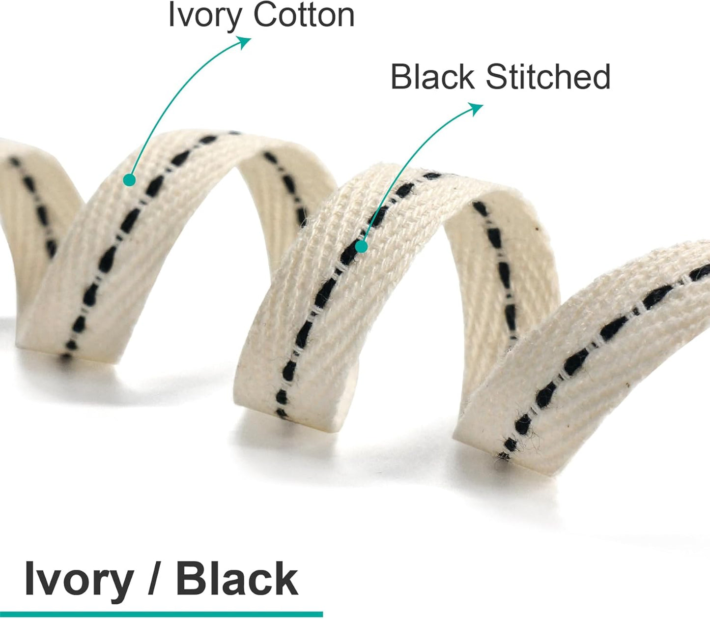 CT CRAFT LLC Ivory Cotton Black Stitched Ribbon 3/8" x 10 Yards for Home Décor Gift Present Wrapping DIY Crafts Birthday Wedding Bouquet Christmas - Crafty Corner