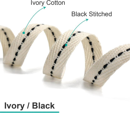 CT CRAFT LLC Ivory Cotton Black Stitched Ribbon 3/8" x 10 Yards for Home Décor Gift Present Wrapping DIY Crafts Birthday Wedding Bouquet Christmas - Crafty Corner