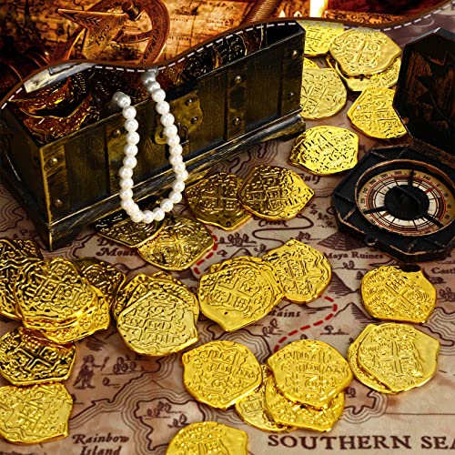 100 Pcs Gold Plastic Pirate Coins for Treasure Chest Party Favors (100 Count)