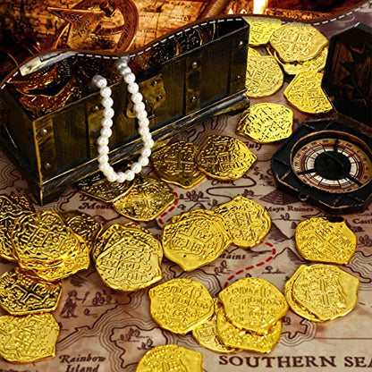 100 Pcs Gold Plastic Pirate Coins for Treasure Chest Party Favors (100 Count)