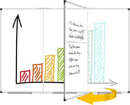 XBoard Magnetic Whiteboard 96 x 48 Inch, Giant Foldable Dry Erase White Board for Wall with Marker Tray 8' x 4' | Aluminum Frame Presentation Board