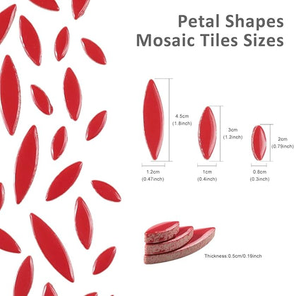 Artspac Red Petal Ceramic Mosaic Tiles for Crafts, 200g Flower Tiles Mosaic Pieces for Mosaic Craft Supplies,Garden Art Decor
