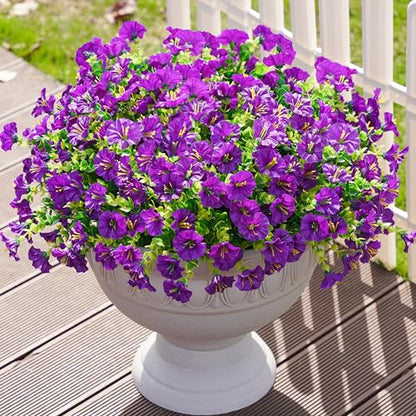 Artificial Flowers Fake Plants for Outdoors Decoration (12 Count)