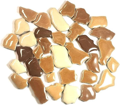 Mosaic Tiles 200g/7.05oz(Approx. 155-170pcs) Porcelain Mosaic Tiles 1-2.5cm 0.4mm Thickness Ceramic Mosaic Stones DIY Mosaic Craft Material(Coffee Mix)