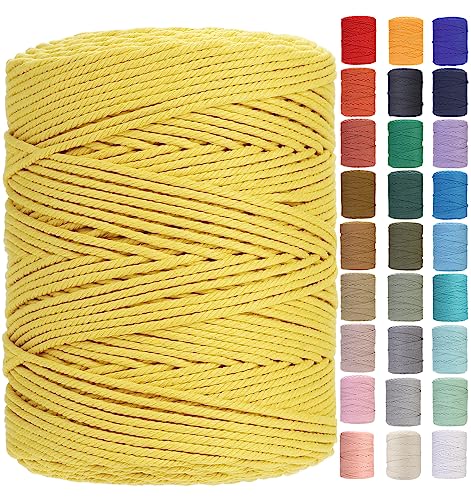 Macrame Cord 4mm x 328yards Natural Macrame Cotton Rope Colored Macrame Rope Soft Cotton Cord Macrame Supplies Craft Rope Macrame Yarn for Plant Hanger Wall Hanger Dreamcatcher