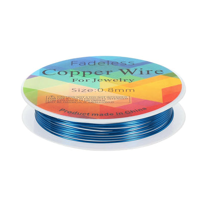 HARFINGTON 8ft Jewelry Wire, 20 Gauge (0.8mm) Brass Craft Soft Metal Tarnish Resistant Copper Beading Wire for Jewelry Making Supplies Crafting, Blue