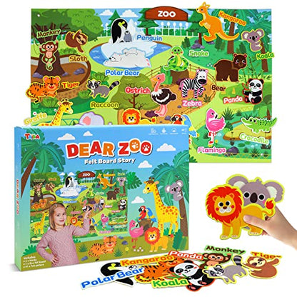 43x28 inch Zoo Animals Felt Story Board Set (41 Count)