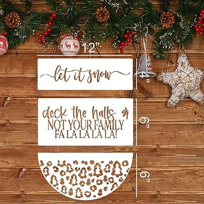 Christmas Stencils for Crafts Reusable 12" Christmas Stencils for Door Mats (14 Count)