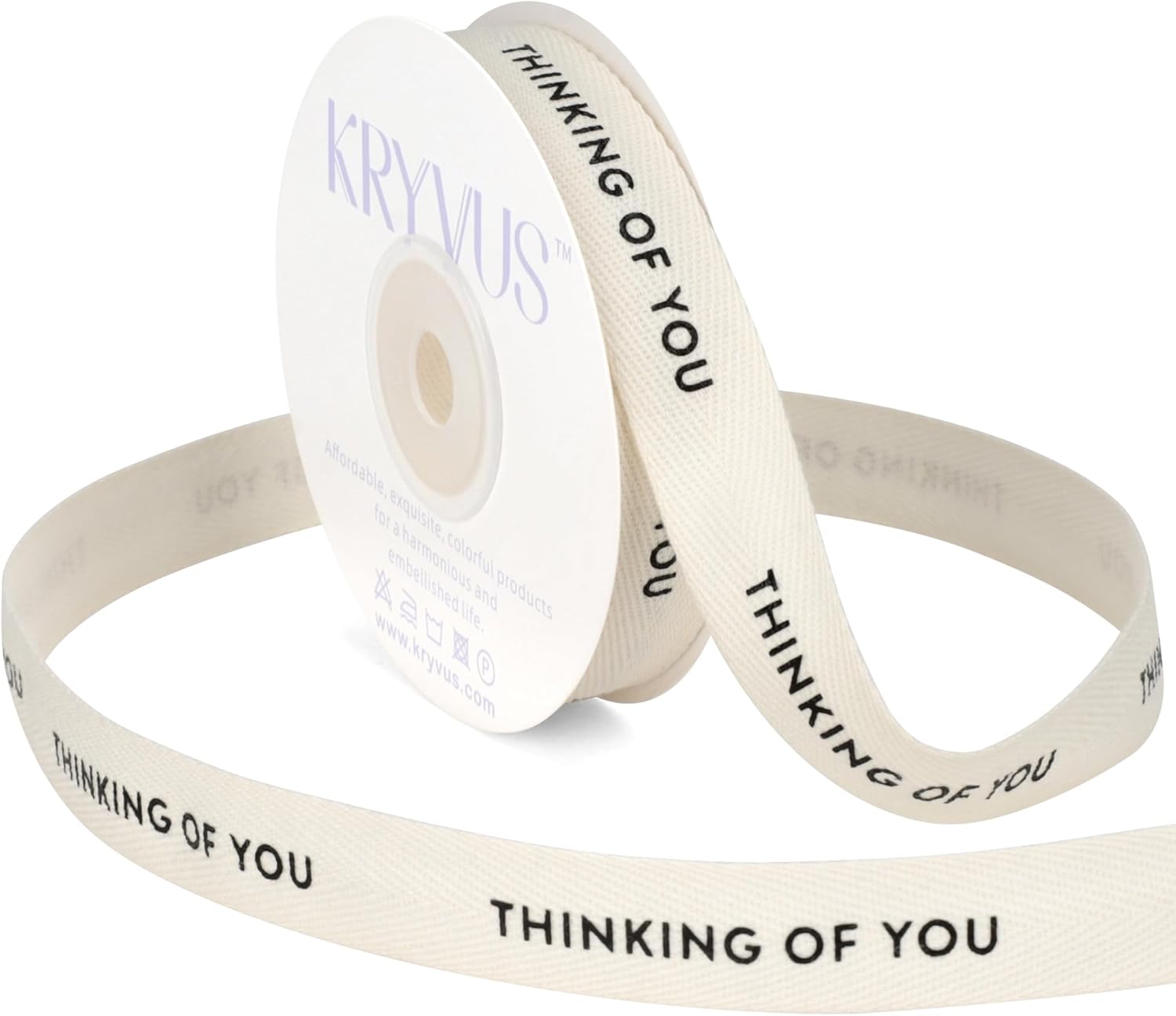 Thinking of You Ribbon - 5/8 Inch x 12 Yards Natural Twill Tape Ribbon, Cotton Herringbone Ribbons for Gift Wrapping, Birthdays, Weddings, Anniversaries, Valentine's Day, Mother's Day - Crafty Corner