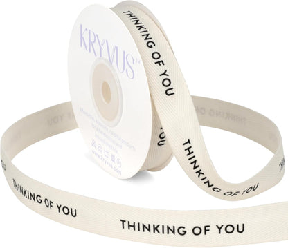 Thinking of You Ribbon - 5/8 Inch x 12 Yards Natural Twill Tape Ribbon, Cotton Herringbone Ribbons for Gift Wrapping, Birthdays, Weddings, Anniversaries, Valentine's Day, Mother's Day - Crafty Corner