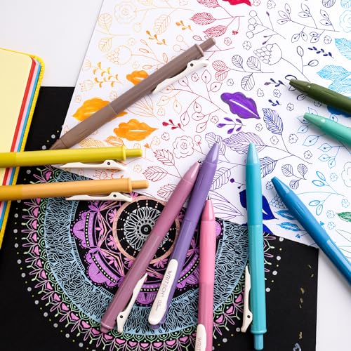 Retractable Gel Pens Quick Dry Ink Pens Fine Point 0.5mm 10 Assorted Unique Vintage Colors For Journaling (10 Count)