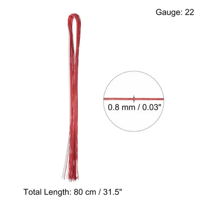 PATIKIL 32 Inch 22 Gauge Floral Stem Wire, 3 Pack/120 Pieces Bouquet Stem Paper Wrapped for DIY Crafts Flower Arrangements, Red