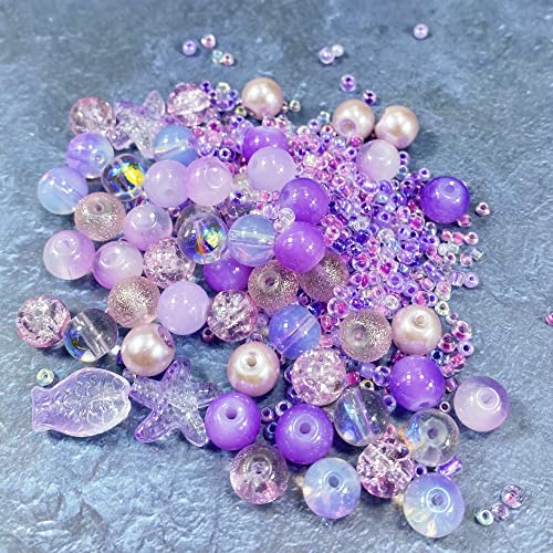 Assorted Glass Resin Beads Multi Size Colors Smooth Cracked Gravel Millet Spacer Beads for Bracelets Necklace Earring DIY Jewelry Making Craft