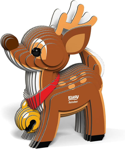 Eugy Reindeer 3D Puzzle, 22 Piece Eco-Friendly Educational Toy Puzzles for Boys, Girls & Kids Ages 6+