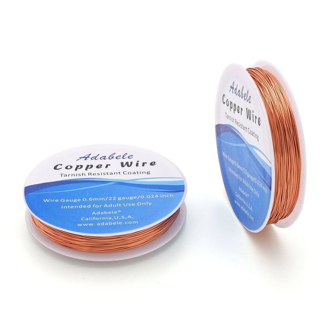 Adabele 249 Feet Premium Tarnish Resistant Round Bare Raw Jewelry Copper Wire Beading Wire Spool Bulk (0.6mm/22 Gauge) for DIY Craft Jewelry Making BF287-6 - Crafty Corner
