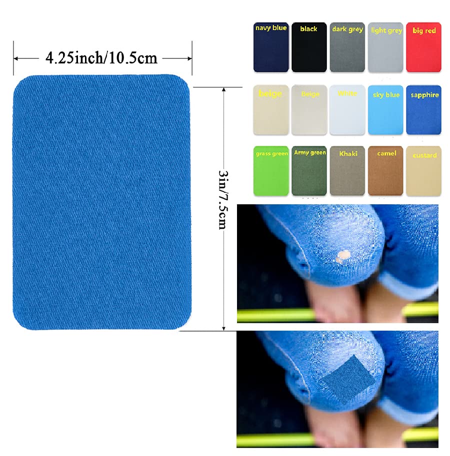 12PCS Fabric Iron on Patches Inside & Outside Strong Glue 100% Cotton Repair Patch for Clothes Pants Mending and Decorating (12 Count)