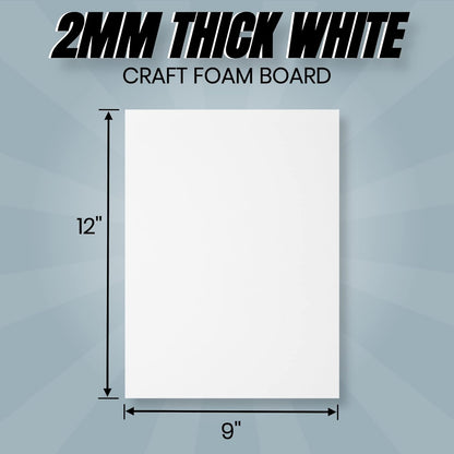 24 Ct Sheets White EVA Cosplay Foam in 9” x 12’’ Sheets; High Density Thick Foam 85 kg/m³, 2mm (1/12”); Great for Costumes, Props, Armor, Masks, Arts and Crafts Projects - Crafty Corner