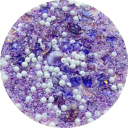 Assorted Glass Beads for Jewelry Making Multi Size Colors Glass Star Moon Seed Pearl Spacer Beads for Bracelets Necklace Earring Making (2.8219 Ounce)