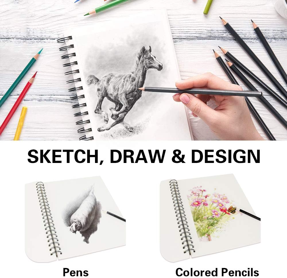 conda 9"x12" Sketch Book Set, 2 Pack, 120 Sheets, Spiral Bound Marker Pad, Durable Acid Free Sketchbook Mixed Media for Beginner Kids Adults Artists - Crafty Corner