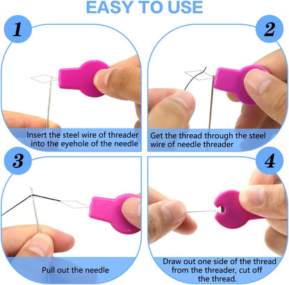 Lechchy 16 Pcs Sewing Machine Needle Threaders for Embroidery Floss, Cut-Off Thread Function, Gourd Shaped Simple Threader Tool for Hand Sewing, Sewing Crafting, with Clear Storage Box, 4 Colors