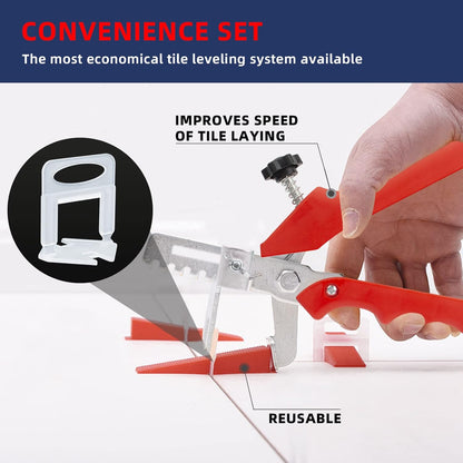 Tile Leveling System with Tile Plier, 1000-Piece Tile Spacers Clips and 200-Piece Reusable Wedges, Tile Leveler Tool Set for Ceramic Tile and Stone Installation (1/16 Inch Tile Spacers)