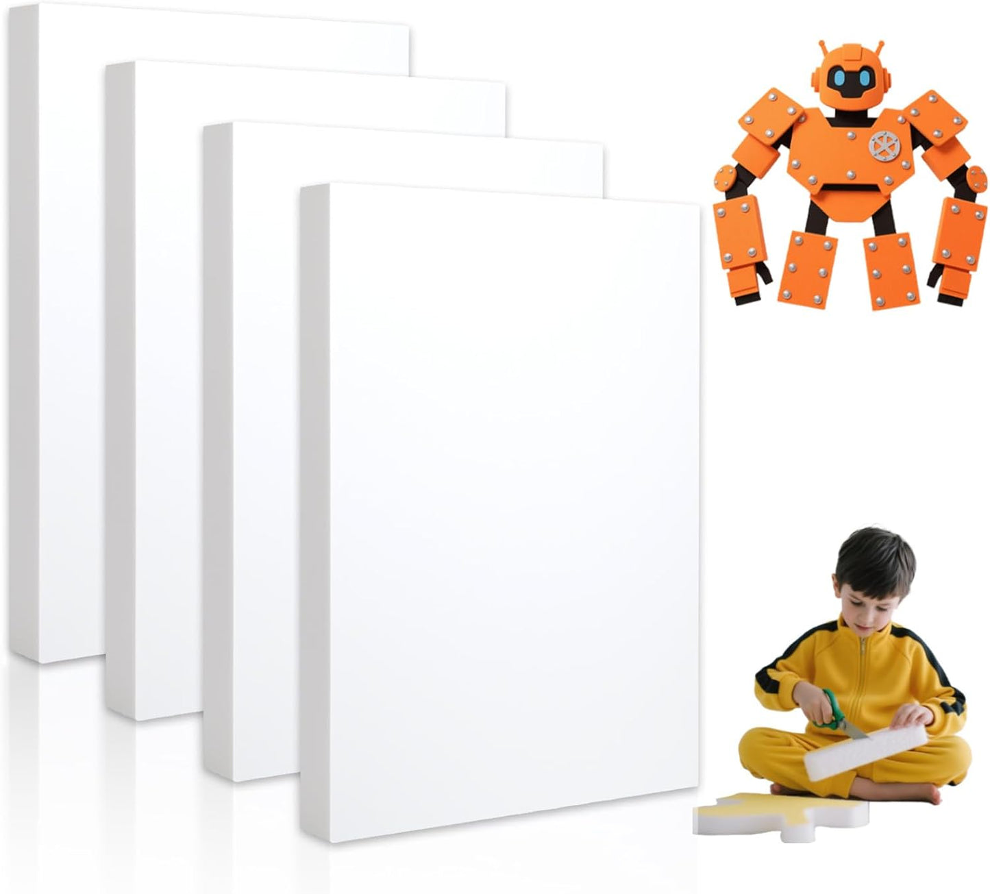 Gvereld High Density XPS Foam Board,4 Pack 15.6x11.7x0.79in Polystyrene Craft Foam Sheets, Rigid and Easy to Shape,DIY Modeling Art Projects, Party Decoration, Foam Cosplay, Heat Insulation - Crafty Corner