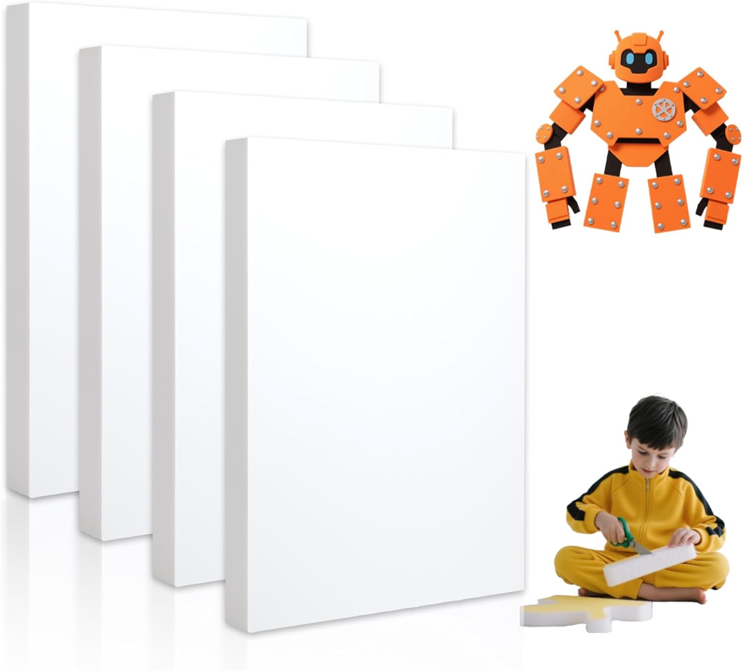 Gvereld High Density XPS Foam Board,4 Pack 15.6x11.7x0.79in Polystyrene Craft Foam Sheets, Rigid and Easy to Shape,DIY Modeling Art Projects, Party Decoration, Foam Cosplay, Heat Insulation - Crafty Corner