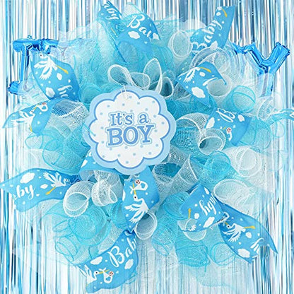 Baby Boy 2.5 Inch Burlap Wired Ribbon for Baby Shower (30 Foot)