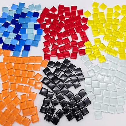 500G/ 1.1LB Bulk Crystal Mosaic Tiles, Assorted Color Opaque Mosaic Glass Crafts Supplies Handmade Crafts for DIY Picture Coaster Home Kitchen Bathroom Mosaic Decoration(0.4x0.4 inch,Red)