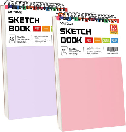 Soucolor 9"x12" Sketch Book 2-Pack: Halloween & Christmas Art Supplies for Kids Ages 5-15, Teens & Adults, Creative Gift Set for Birthdays, School Projects, and All-Season Crafting - Crafty Corner