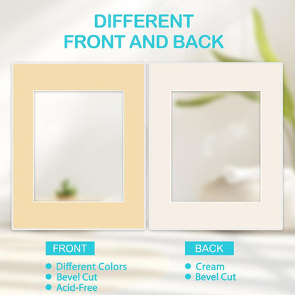 Prudiut 15 Pack 8x10 Picture Mats, Mixed Colors Frame Mattes for 5x7 Pictures Photo Frame Mat Core Bevel Cut Mat Board Show Kit for Photos, Prints, Artworks