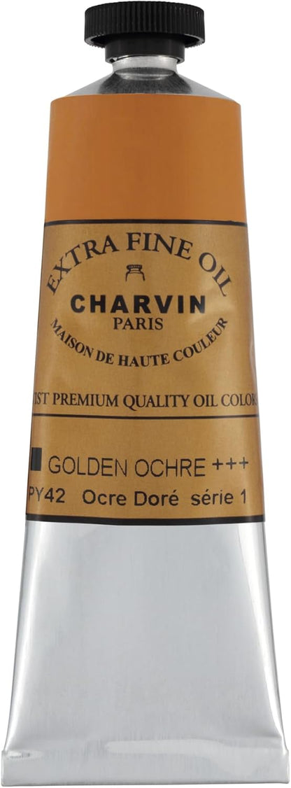 Charvin Extra Fine Oil Paint, Golden Ochre 60 ml - Triple-Milled, Rich Texture, Poppy Oil-Based, Light-Fast, Handmade, Archival Quality