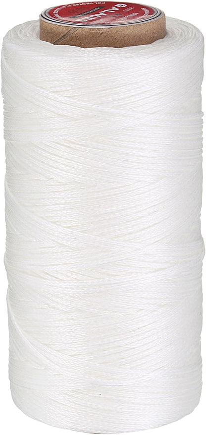 uxcell Flat Leather Sewing Waxed Thread, 140m / 153 Yards Polyester Wax String, 300D Wax Stitching Cord for Leather Crafts, Bookbinding, Bracelets Braided, White
