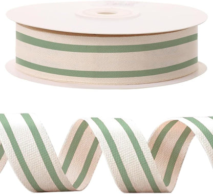 10 Yards Green Natural Cotton Ribbon for Crafting Sewing, 1 Inch Double Sided Webbing Straps Ribbons for Gift Wrapping, Birthday Wedding Christmas Ribbons for Trees DIY Crafts Sewing - Crafty Corner