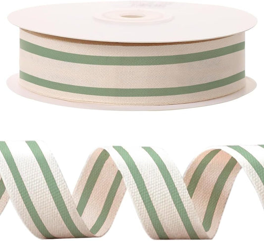 10 Yards Green Natural Cotton Ribbon for Crafting Sewing, 1 Inch Double Sided Webbing Straps Ribbons for Gift Wrapping, Birthday Wedding Christmas Ribbons for Trees DIY Crafts Sewing - Crafty Corner