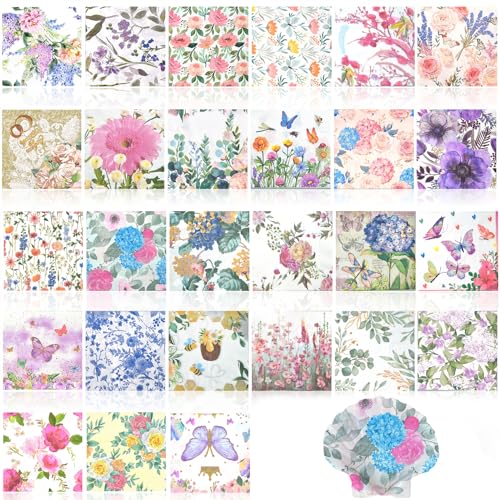 Decoupage Napkins Assorted Floral 27 Pack 27 Styles for DIY Crafting Birthday Party (27 Count)