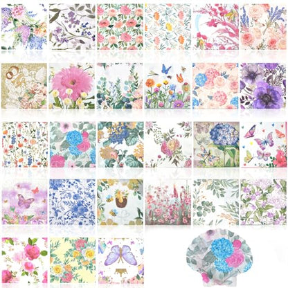 Decoupage Napkins Assorted Floral 27 Pack 27 Styles for DIY Crafting Birthday Party (27 Count)