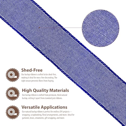 3 Inch Wide Royal Blue Burlap Ribbon for Crafts (60 Foot)