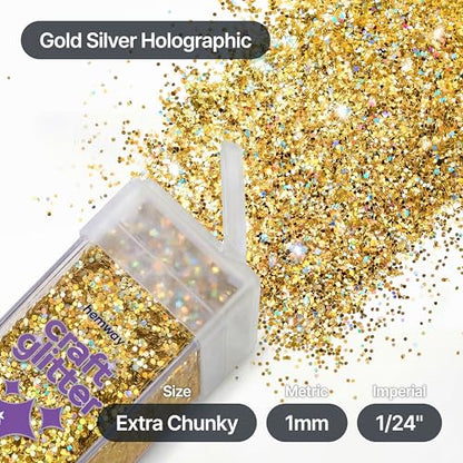Craft Glitter Shaker Gold Silver Holographic 130g Extra Chunky (4.5 Ounce)