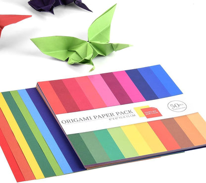 Origami Paper Kit 100 Sheets 70GSM 6 Inch Square Double Sided Color 50 Vivid Solid Colors for Hand Crafts Origami Paper Arts Creativity. Solid Color - Crafty Corner