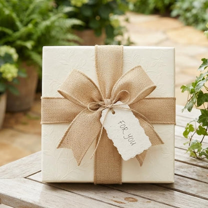 Burlap Fabric Wired Ribbon 1.5" x 20 Yards Natural Color for Christmas Home Wedding Decor Gift Wrapping Tree Topper Bow Wreath Bouquet DIY Crafts (60 Foot)