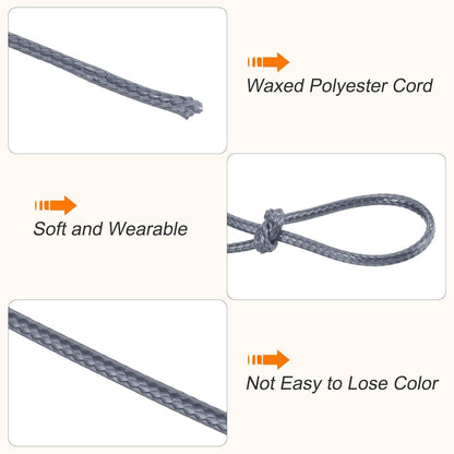 MECCANIXITY Waxed Cord 3mm Waxed Polyester Cord 44 Yard Wax String for Bracelet Making, Necklaces, Beading, Jewelry Making and DIY Crafts(Dark Grey)