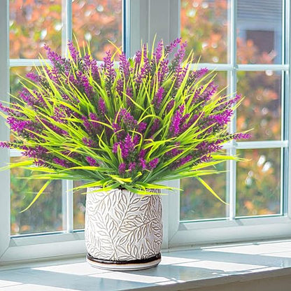 20 Bundles Artificial Plants Outdoor Fake Monkey Grass with Flowers (20 Count)
