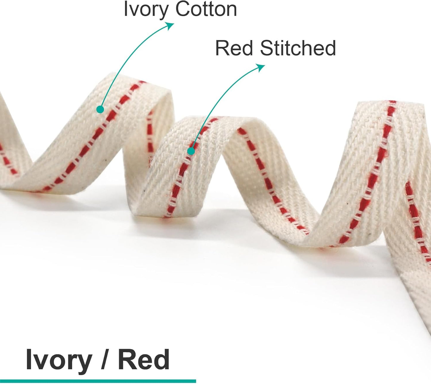 CT CRAFT LLC Ivory Cotton Red Stitched Ribbon 3/8" x 10 Yards for Home Décor Gift Present Wrapping DIY Crafts Birthday Wedding Bouquet Christmas - Crafty Corner