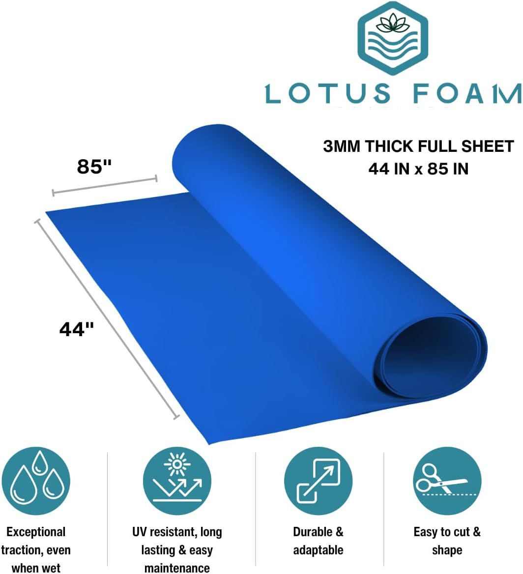 LotusFoam Large 3mm EVA Foam Sheet - 44"x 85" High Density Foam 130 kg/m3 for Cosplay, Costumes, Crafts, Flooring, Outdoor Use - 35 Colors (Sky Blue) - Sky Blue - Crafty Corner