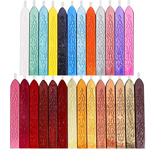 26Pcs Antique Sealing Wax Sticks with Wicks for Postage Letter Retro Vintage Wax Seal Stamp (26 Count)